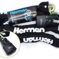 שרשרת מחוסמת כולל מנעול שרשרת חוליות 12 מ"מ אורך 1.8 מטר מנעול תליה 80 מ"מ דגם 721 תוצרת הרמןHERMAN