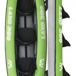 קיאק מתנפח ל-3 אקווה מרינה 380/95 ס"מ דגם מסיבי רצפה וגוף עליון עם כיסוי פוליאסטר נוסף דגם לאקסו LA-380 תוצרת Aqua Marina
