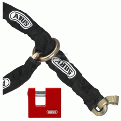 שרשרת מחוסמת כולל מנעול רקס שרשרת חוליות 12 מ"מ אורך 2.5 מטר מנעול רקס 80 מ"מ דגם 868 תוצרת אבוס ABUS