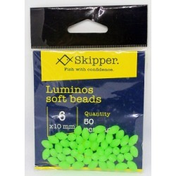 SKIPPER  חרוזי סיליקון רכים זוהרים גודל 6 מ"מ 50 יחידות תוצרת סקיפר