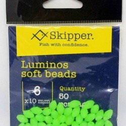 SKIPPER  חרוזי סיליקון רכים זוהרים גודל 6 מ"מ 50 יחידות תוצרת סקיפר