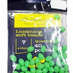 SKIPPER חרוזי סיליקון רכים זוהרים גודל 7  10 מ"מ 40 יחידות תוצרת סקיפר 
