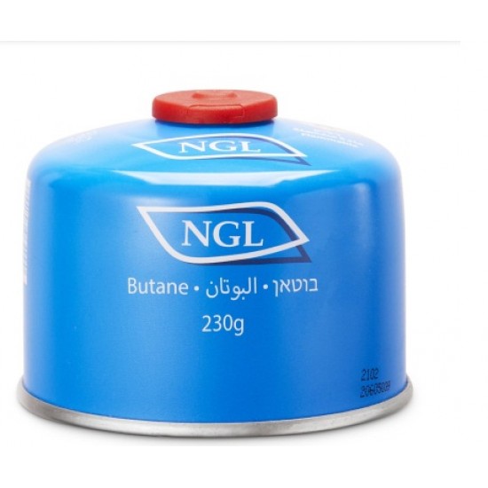 מיכל גז בוטאן חד פעמי 230 גרם מתאים למכשירים עם הברגה תוצרת NGL מאושר ע"י מכון התקנים 