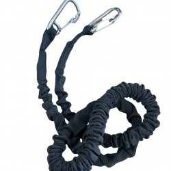 חבל עגינה ואבטחה מסוג בנג'י רב תכליתי כיסוי פוליאסטר ימי קלוע 8 מ"מ אורך 90 ס"מ חיבור שאקל קרבינה- צבע שחור PRO ROPE