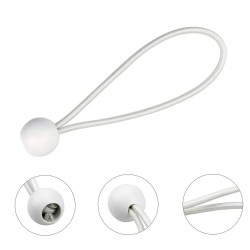 חבל בנג'י כדורי רב תכליתי קוטר 4 מ"מ אורך 26 ס"מ רצועת אבטחה נמתחת לכל מטרה - צבע לבן PRO ROPE  - 10 יחידות 