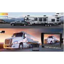 מערכת רוורס לרכב 36 מעלות מערכת בטיחות היקפית חכמה לרכב ™X-CALIBER משולבת 4 מצלמות דרך מקליטות היקפיות ראיית לילה מוחלטת אטום למים, צפייה פנוראמית 360 סביב הרכב מסך רחב "10 מתאים למשאית / אוטובוס / רכב מסחרי / ג'יפ / קרוואן