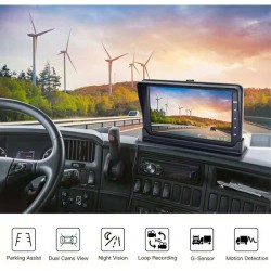 מצלמת דרך כפולה לרכב כולל מסך "7 כולל 2 מצלמות מקליטות  מתאים למשאית אוטובוס  ™X-CALIBER ראיית לילה, אטום למים מתאים למשאית / אוטובוס / רכב מסחרי / ג'יפ / קרוואן 