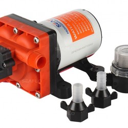 משאבת מים חשמלית 12V לקרוואן וכלי שייט משאבת דיאפרגמה למים מתוקים 4 תאים 18.9 ליטר/דקה לחץ אוויר 55psi דגם DP1-050-055-42 תוצרת SEAFLO