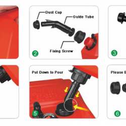 מיכל דלק 10 ליטר לרכב בנזין כולל זרבובית מילוי עם שסתום סגירה אוטומטי עומד בתקני אבטחה EAP AS/NZS 2906:2001 אדום דגם  