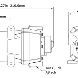 משאבת מים חשמלית 12V לקרוואן וכלי שייט משאבת דיאפרגמה למים מתוקים 4 תאים 12.5 ליטר/דקה לחץ אוויר 35psi דגם DP1-033-035-41 תוצרת SEAFLO