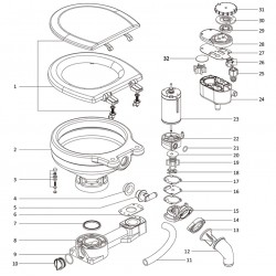 שירותים מערכת הדחה חשמלית 12V משאבת ניקוז מובנית עם אתחול עצמי  דגם SFMTE1 תוצרת SEAFLO