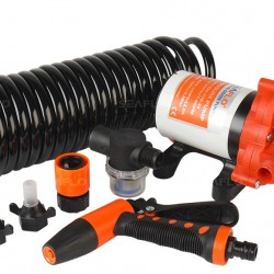 קיט משאבה וצנרת לשטיפה בלחץ גבוה ערכה כוללת משאבת דיאפרגמה  12V אוטומטית 11.6 ליטר/דקה לחץ אוויר 70psi עם ערכת שטיפה דגם FWP1-030-070-33 תוצרת SEAFLO