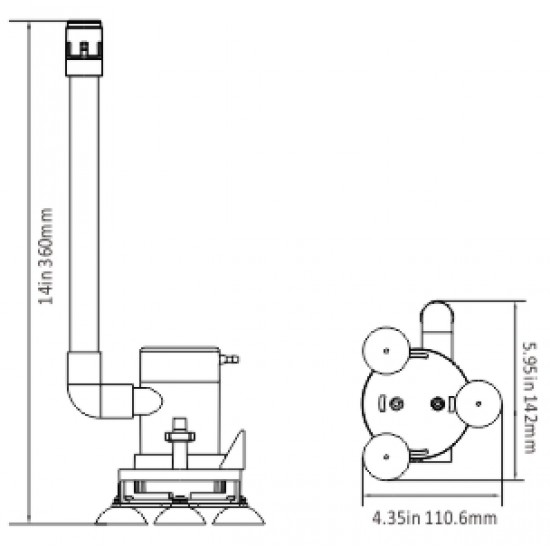 קיט משאבה לפתיון חי לדייג 12V הספק 350 גלון/שעה  עם צינור אוורור ובסיס ואקום דגם BP1G350-09 תוצרת SEAFLO