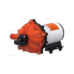 משאבת מים חשמלית 12V לקרוואן וכלי שייט משאבת דיאפרגמה למים מתוקים 5 תאים 18.9 ליטר/דקה לחץ אוויר 60psi דגם DP1-050-060-52 תוצרת SEAFLO