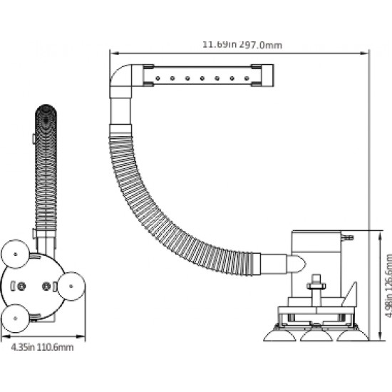 קיט משאבה לפתיון חי לדייג 12V הספק 350 גלון/שעה  עם צינור אוורור ובסיס ואקום דגם BP1G350-10 תוצרת SEAFLO