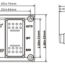לוח מפסקים חשמלי 12V/24Vלמשאבת מים חשמלית בילג' 3 מצבי בקרה אוטומט/ידני/כבוי כולל מפסק בטוח דגם SFSP-015-02 תוצרת SEAFLO