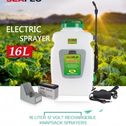 מיכל ריסוס חשמלי נטען  16 ליטר מרסס גב חשמלי כולל משאבת דיאפרגמה 70PSi כולל כולל סוללה ומטען SEAFLO דגם SFESR16B-01