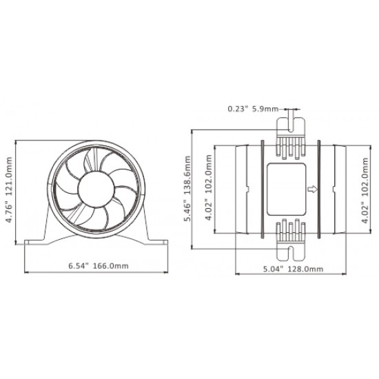 מפוח אוויר קווי 12V  400 מק"ש מתאים לכלי שייט אוטובוס או מערכת אוורור תקן ISO8846 דגם SFIB1-235-04 תוצרת SEAFLO