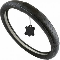 כיסוי הגה דמוי עור אמיתי משטח עליון אינו מחליק  דגם קלאסי שחור