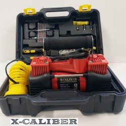 קומפרסור שתי בוכנות לרכב כולל מזוודה קשיחה וכלי עבודה  30 מ"מ 85 ליטר /דקה מדחס קומפרסור אוויר שתי בוכנות דגם אקסקליבר X-CALIBER