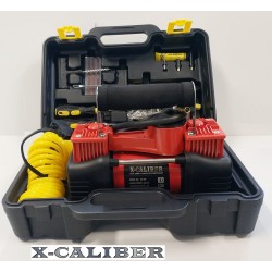 קומפרסור שתי בוכנות לרכב כולל מזוודה קשיחה וכלי עבודה  30 מ"מ 85 ליטר /דקה מדחס קומפרסור אוויר שתי בוכנות דגם אקסקליבר X-CALIBER