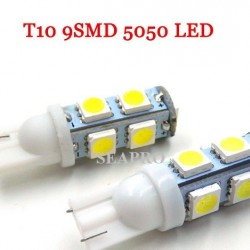 זוג נורות לדים 9 SMDX5050 בסיס T10 אור לבן , 9 לדים כל אחד  זוג נורות לדים 9 SMDX5050 בסיס T10 אור לבן , 9 לדים כל אחד