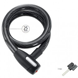 מנעול כבל פלדה דרגת חיסום 7 קוטר 25 מ"מ כולל נעילת אבטחה עם  5 מפתחות  דגם 302125 תוצרת מגנום