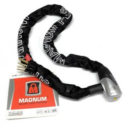 מנעול חוליות עם מנגנון נעילה דרגת אבטחה 8 אורך 110 ס"מ קוטר 10 מ"מ לאופנוע, קטנוע, אופניים, נגרר 5 מפתחות תוצרת מגנום דגם 3105 