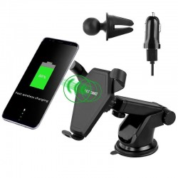 מטען אלחוטי בטכנולוגיית QI טעינה מהירה כולל מעמד לטלפון ברכב או בבית דגם VENUS