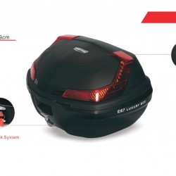 ארגז לאופנוע  48 ליטר עם נעילה חכמה דגם E67 מאסיבי מתאים לשליחים כיסוי קרבון W L H 