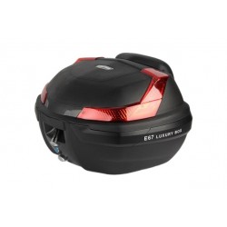 ארגז לאופנוע  48 ליטר כולל משענת גב ונעילה חכמה דגם E67 מאסיבי מתאים לשליחים חלק עליון כיסוי קרבון W L H 