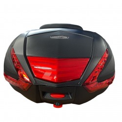 ארגז לאופנוע 52 ליטר ABS/PP כולל כיסוי קרבון כולל משענת גב מתאים גם לקטנוע או אופניים דגם E68  W L H צבע שחור 