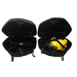 זוג ארגזי צד לאופנוע 23 ליטר כיסוי עליון קרבון נעילה חכמה דגם V35  W L H צבע שחור 