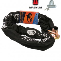 שרשרת מחוסמת כולל מנעול שיריון לאופנוע /קטנוע / אופניים חשמליים MAGNUM מגנום ORCA  עובי 10 מ"מ אורך 180 ס"מ