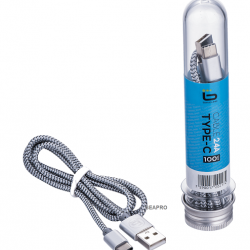 כבל אייפון טעינה מהירה איכותי ללא קשרים  - 2.4A -אריזת מבחנה שקופה ייחודית BASELINE 