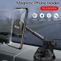 מעמד טלפון טלסקופי מגנטי אוניברסלי לרכב או משרד זרוע ארוכה מגנט N50  שחרור מהיר מסתובב 360 מעלות  YESIDO מקורי