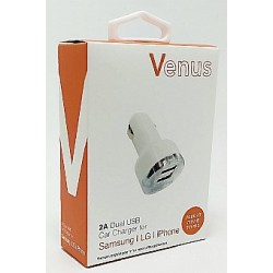 מטען ראש כפול לרכב טעינה מהירה 2.1A  עם 2 כניסות USB תוצרת VENUS מאושר ע"י מכון התקנים