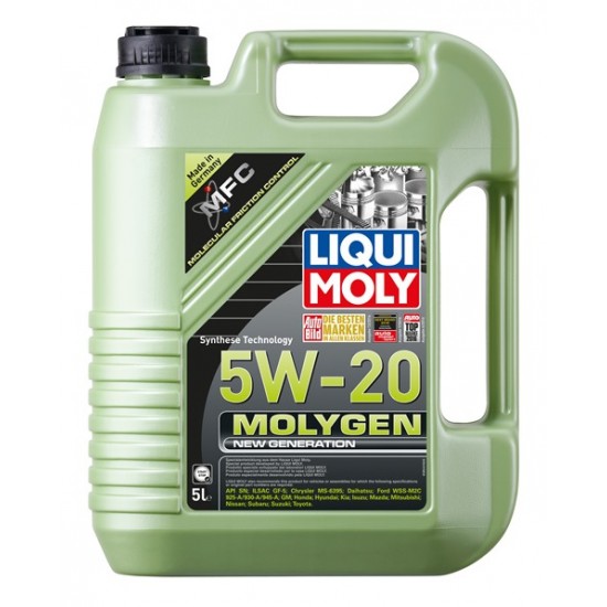 שמן מנוע 5W20 סינטטי מלא MOLYGEN NEW GENERATION תוצרת LIQUI MOLY גרמניה מיכל 5 ליטר 