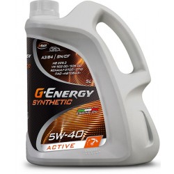 GAZPROMNEFT תוצרת  G-ENERGY ACTIVE A3/B4 SN/CF  5W40 שמן מנוע סינטטי תכולה  5 ליטר	 GAZPROMNEFT תוצרת  G-ENERGY ACTIVE A3/B4 SN/CF  5W40 שמן מנוע סינטטי תכולה  5 ליטר