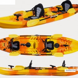 קיאק זוגי ישיבה עליונה דגם קסטור CASTOR כושר העמסה 300 ק"ג |C.KAYAK - אורך 380 ס"מ-כולל 2 מושב מרופד כולל 2 זוגות משוטים  
